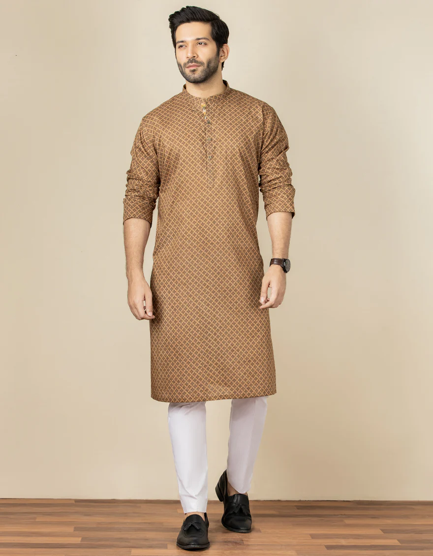 LIGHT BROWN COTTON KURTA | JJK-US-40314/A22/JJ6837-PN