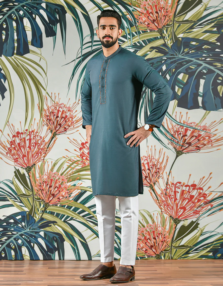 GREEN BLENDED KURTA | JJK-US-44076/A22/JJ8164-SF