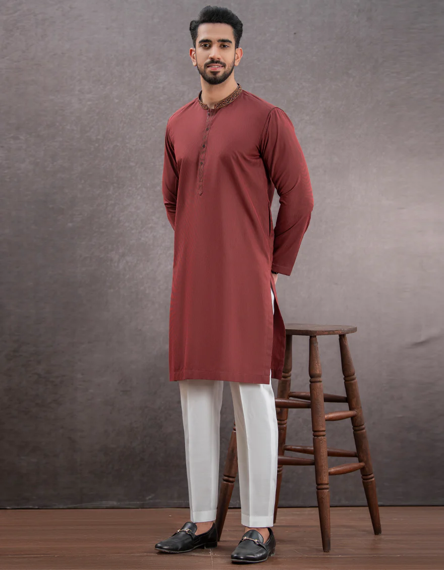MAROON BLENDED KURTA | JJK-US-44120/A22/JJ6742-SF