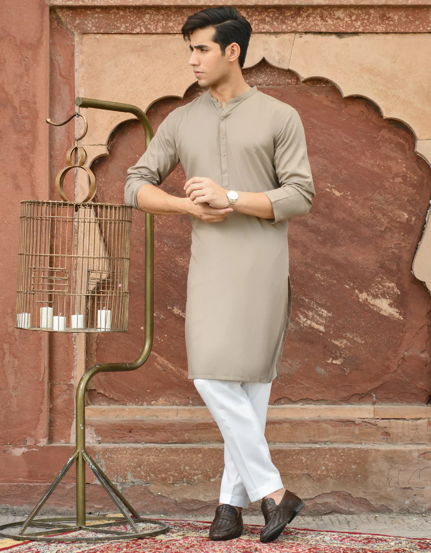 DUST BROWN BLENDED KURTA | JJK-US-45032/A22/JJ8257-CL