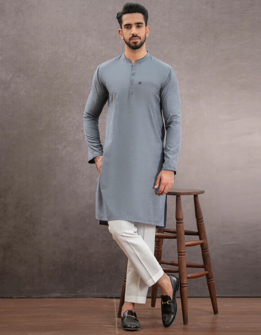 GREY BLENDED KURTA | JJK-US-45034/A22/JJ7327-CL