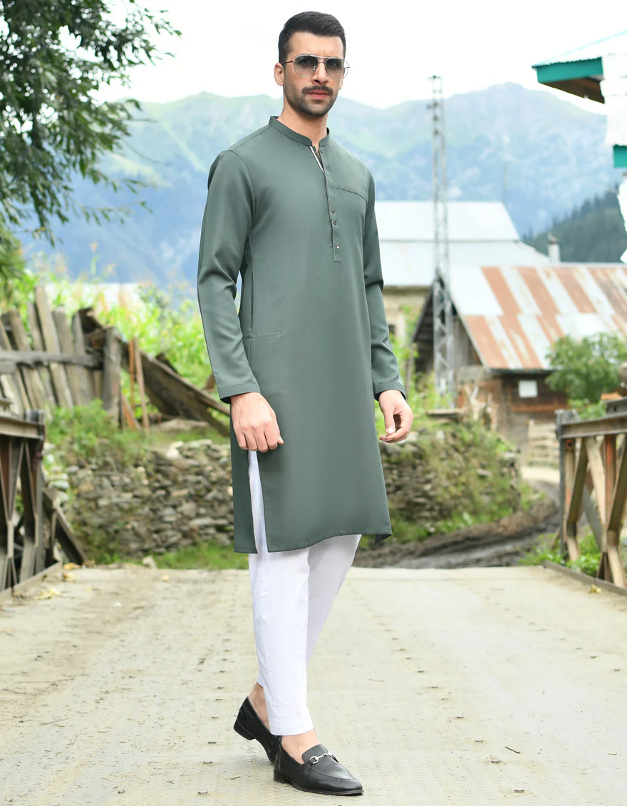 GREEN VISCOSE KURTA | JJK-US-45077/A22/JJ8689-CL