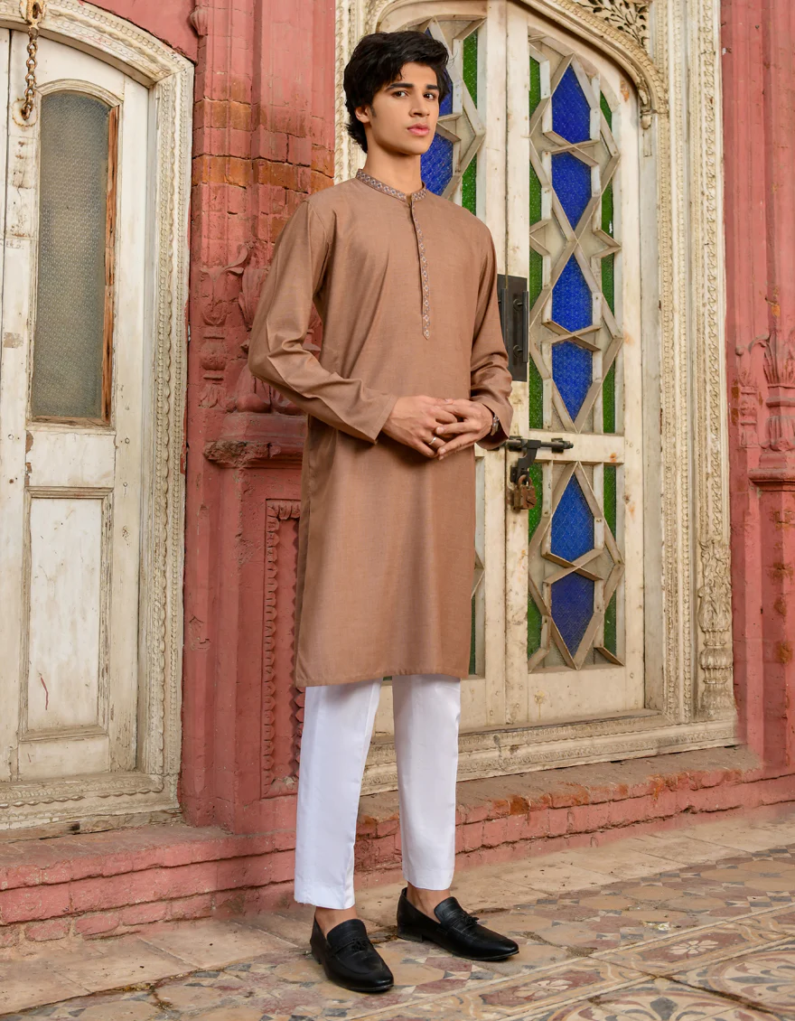 BROWN BLENDED KURTA | JJK-US-45111/A23/JJ8815-SF