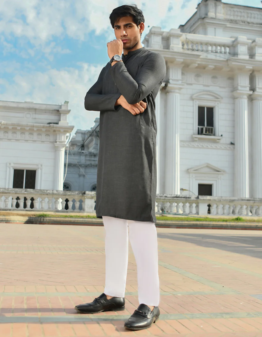 GREY BLENDED KURTA | JJK-US-45151/A23/JJ8815-CL