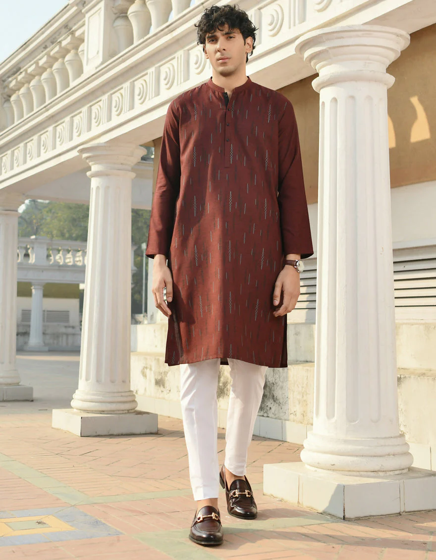 MAROON BLENDED KURTA | JJK-US-45156/A23/JJ8792-CL