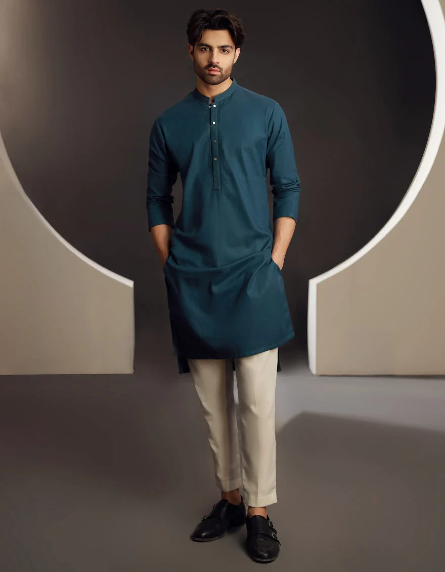 BLUE COTTON KURTA | JJK-W-33035/S24/JJ9585-SF