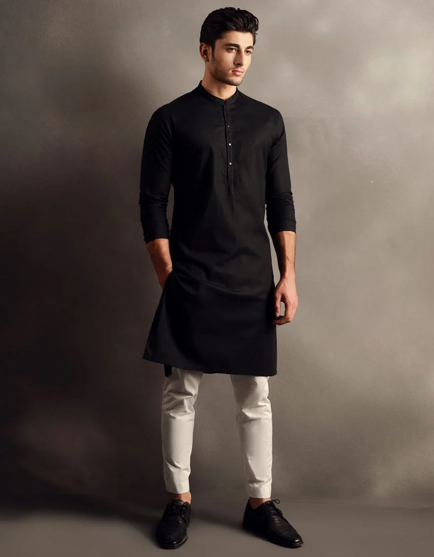 BLACK COTTON KURTA | JJK-W-33040/S24/JJ9585-SF