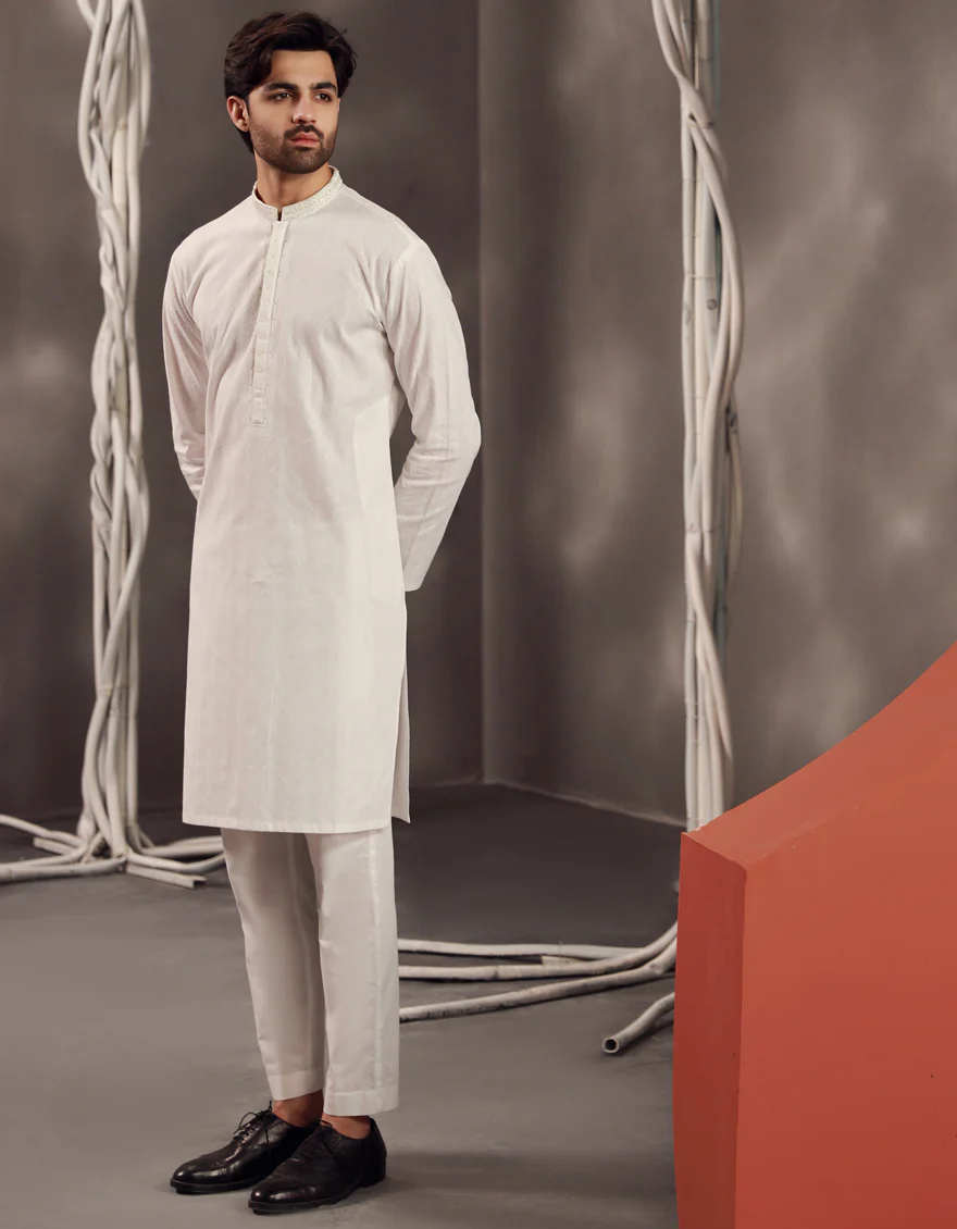 WHITE COTTON KURTA | JJK-W-47279/S24/JJ9631-FL