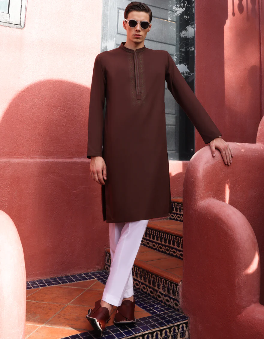 BROWN COTTON KURTA | JJK-W-US-32654/W22/JJ7165-SF