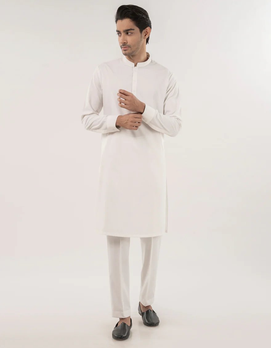 WHITE BLENDED KURTA TROUSERS | JJKP-A-30728-R26-AP/