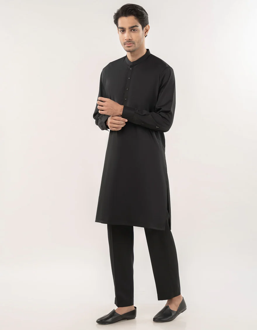 BLACK BLENDED KURTA TROUSERS | JJKP-A-30778-R38-AP/S25/JJ9364-PN