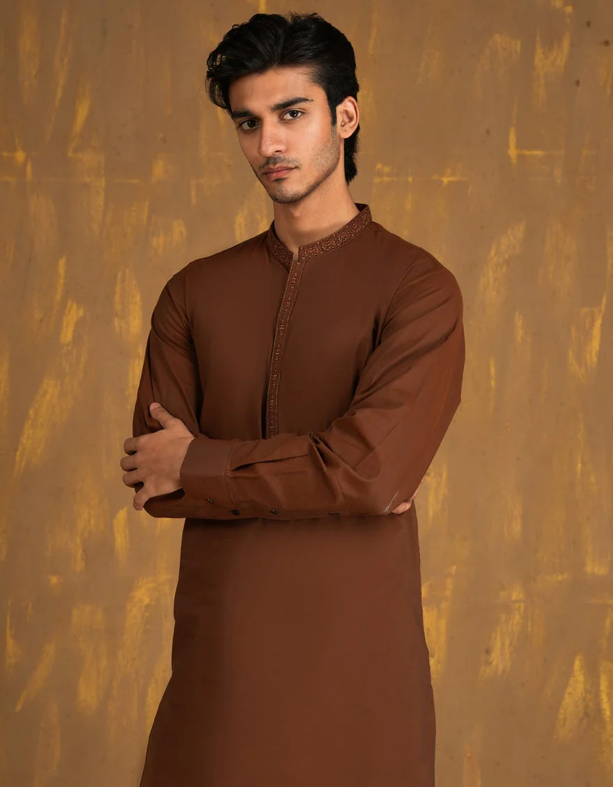 BROWN COTTON KURTA TROUSERS | JJKP-A-33088/S24/JJ8795-SF