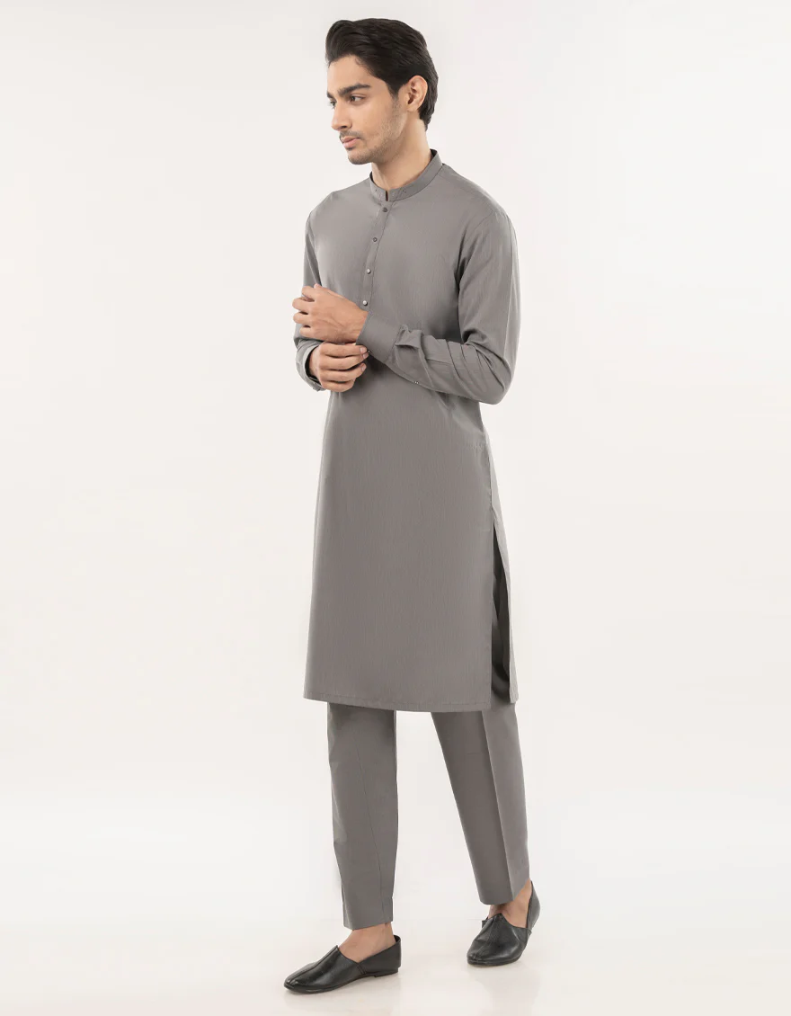 ASH GREY BLENDED KURTA TROUSERS | JJKP-A-33165/S24/JJ9