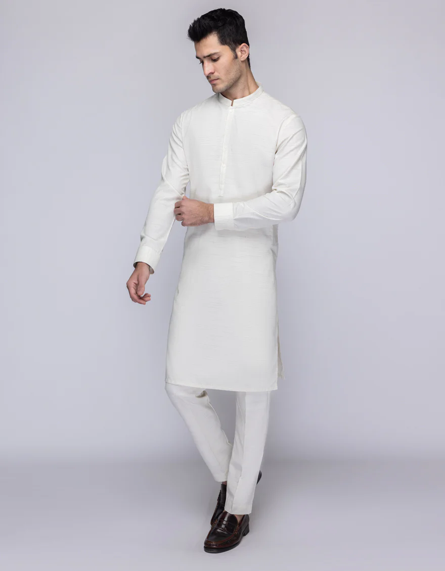 CREAM BLENDED KURTA TROUSERS | JJKP-A-33223/S25/JJ9572-CL