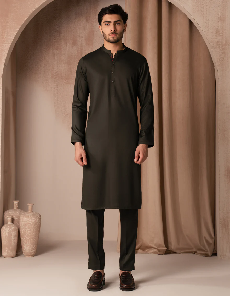 DARK GREEN BLENDED KURTA TROUSERS | JJKP-A-33526/S25/JJ8812-CL