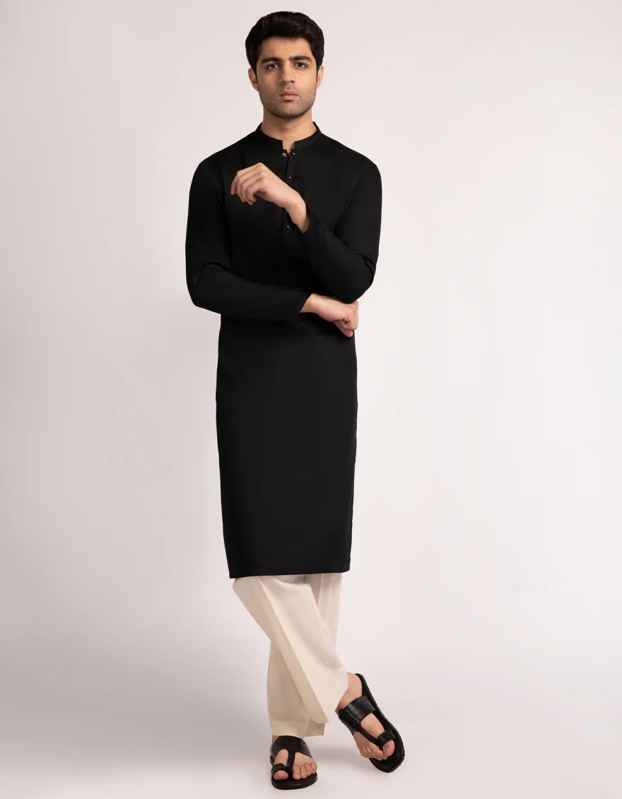 BLACK BLENDED KURTA TROUSERS | JJKP-A-33584/S25/JJ9851-FL