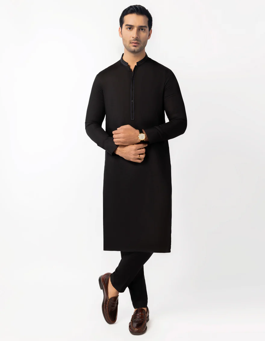 BLACK BLENDED KURTA TROUSERS | JJKP-A-33716/S25/JJ9350-FL