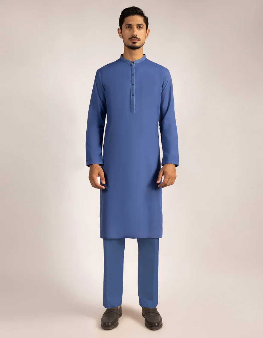 BLUE BLENDED KURTA TROUSERS | JJKP-A-46902/S25/JJ9943-SF