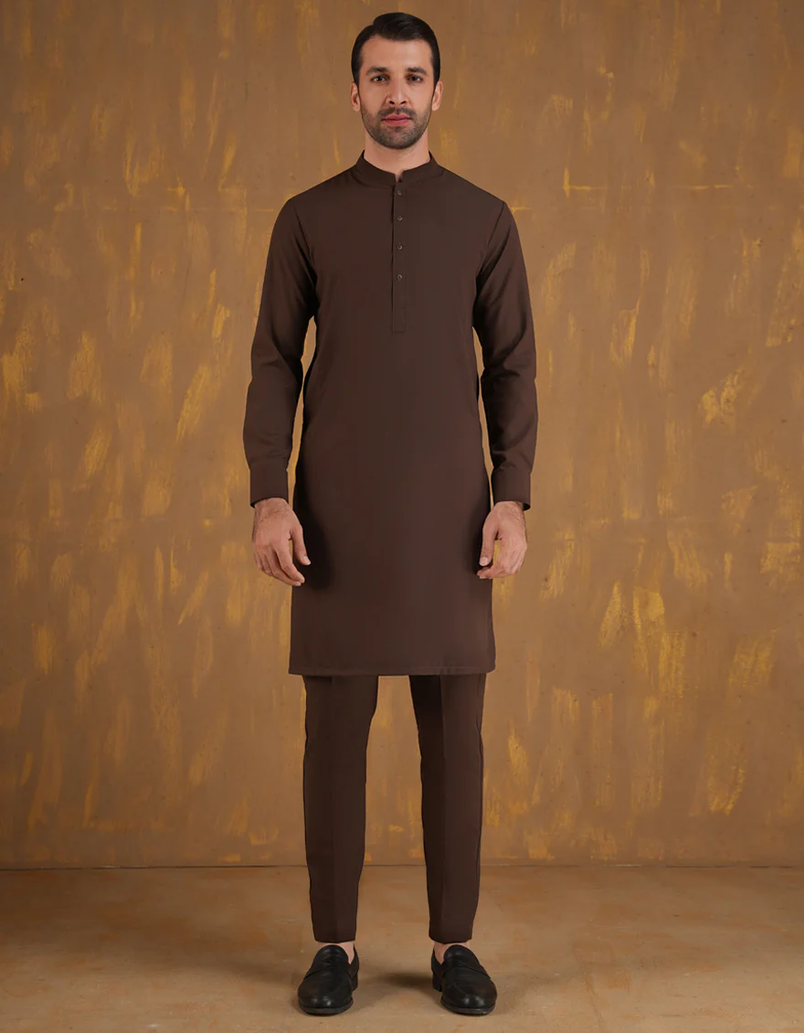 BROWN BLENDED KURTA TROUSERS | JJKP-A-47504-AP/S25/JJ10252-PN