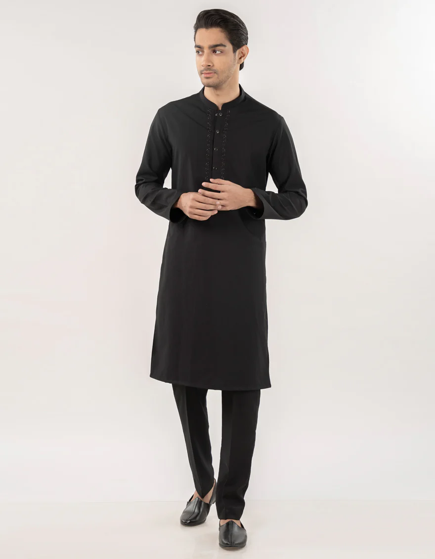BLACK BLENDED KURTA TROUSERS | JJKP-A-50014/S24/JJ9