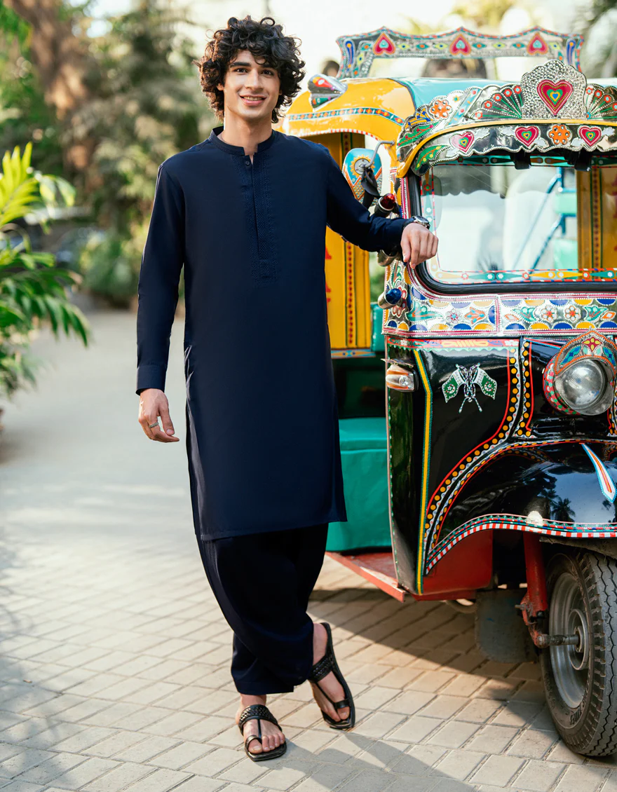 BLUE BLENDED KURTA TROUSERS | JJKP-A-50157/S25/JJ9935-SF