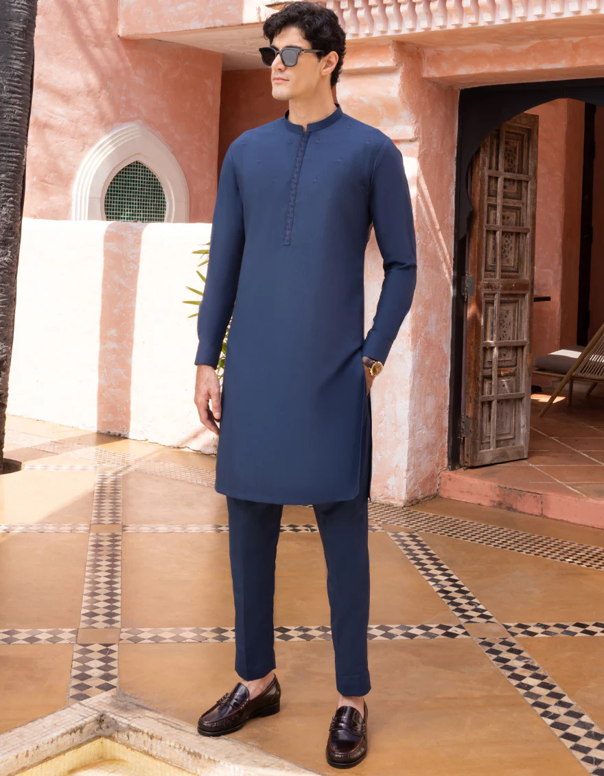BLUE BLENDED KURTA TROUSERS | JJKP-A-US-34280/S23/JJ8349-SF