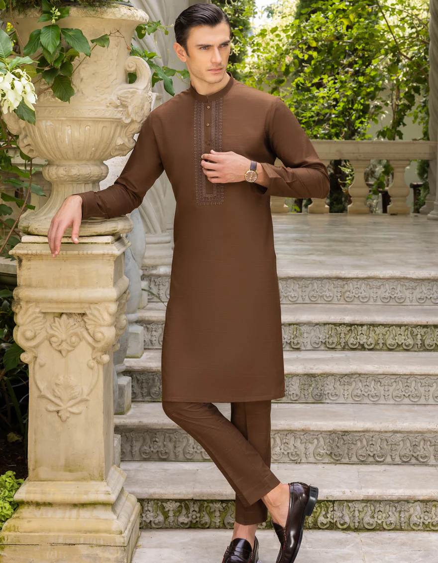 BROWN BLENDED KURTA TROUSERS | JJKP-A-US-36986/S23/JJ8784-FL