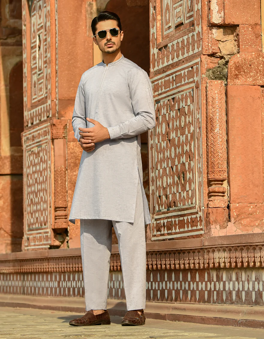 GREY VISCOSE KURTA TROUSERS | JJKP-A-US-42377/S22/JJ8123-CL
