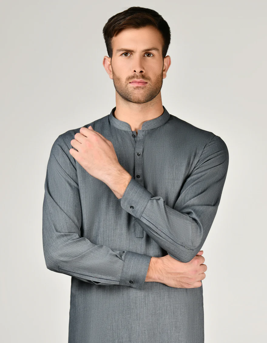 GREY BLENDED KURTA TROUSERS | JJKP-S-91441/S24/JJ9378-CL - Image 2