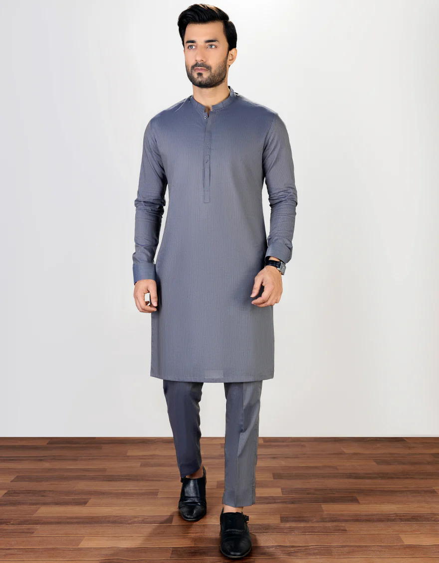 GREY CVC KURTA TROUSERS | JJKP-S-US-32699/S23/JJ8390-CL