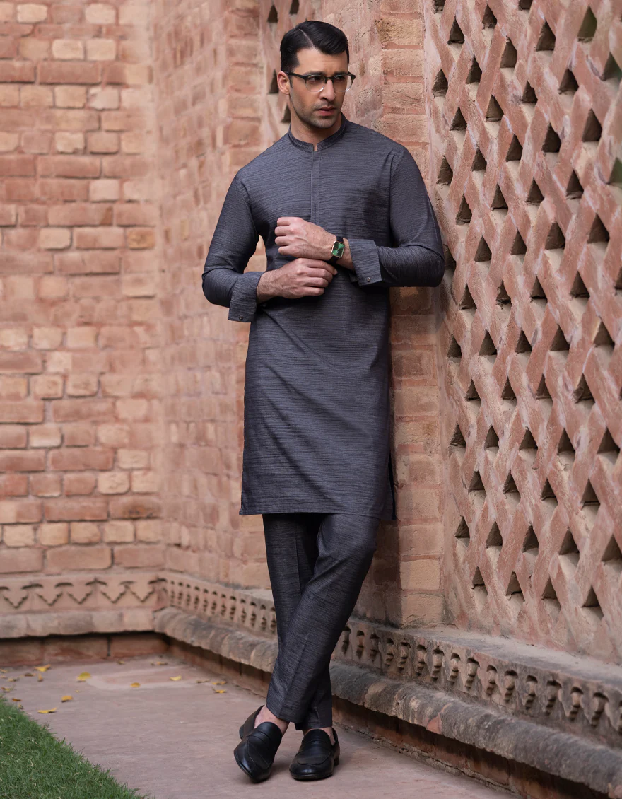 DARK GREY BLENDED KURTA TROUSERS | JJKP-S-US-32710/S23/JJ8255-CL