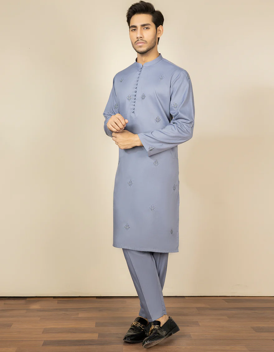 PERIWINKLE BLENDED KURTA TROUSERS | JJKP-S-US-34175/S22/JJ7605-FL