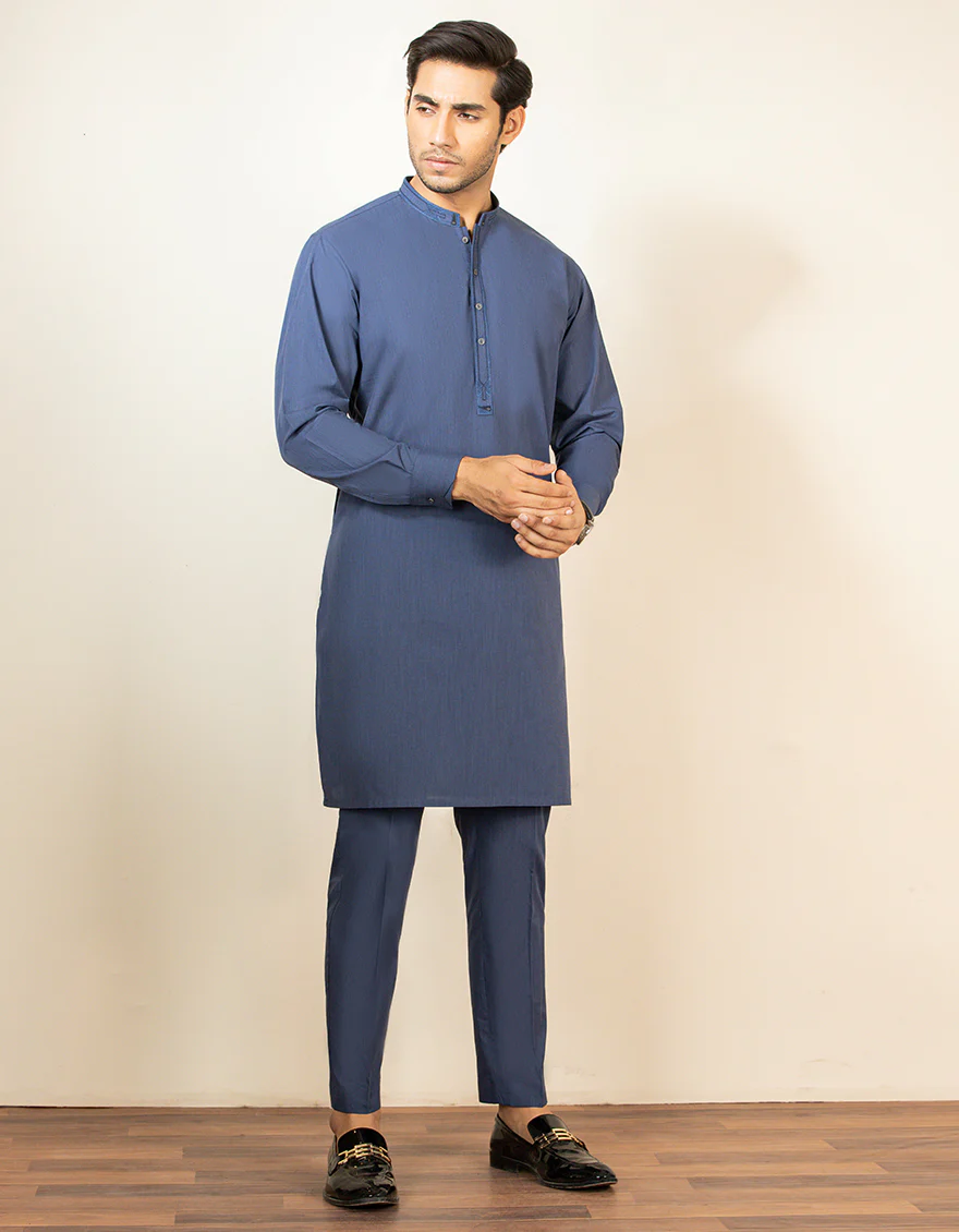 DULL BLUE BLENDED KURTA TROUSERS | JJKP-S-US-36901/S22/JJ7638-CL