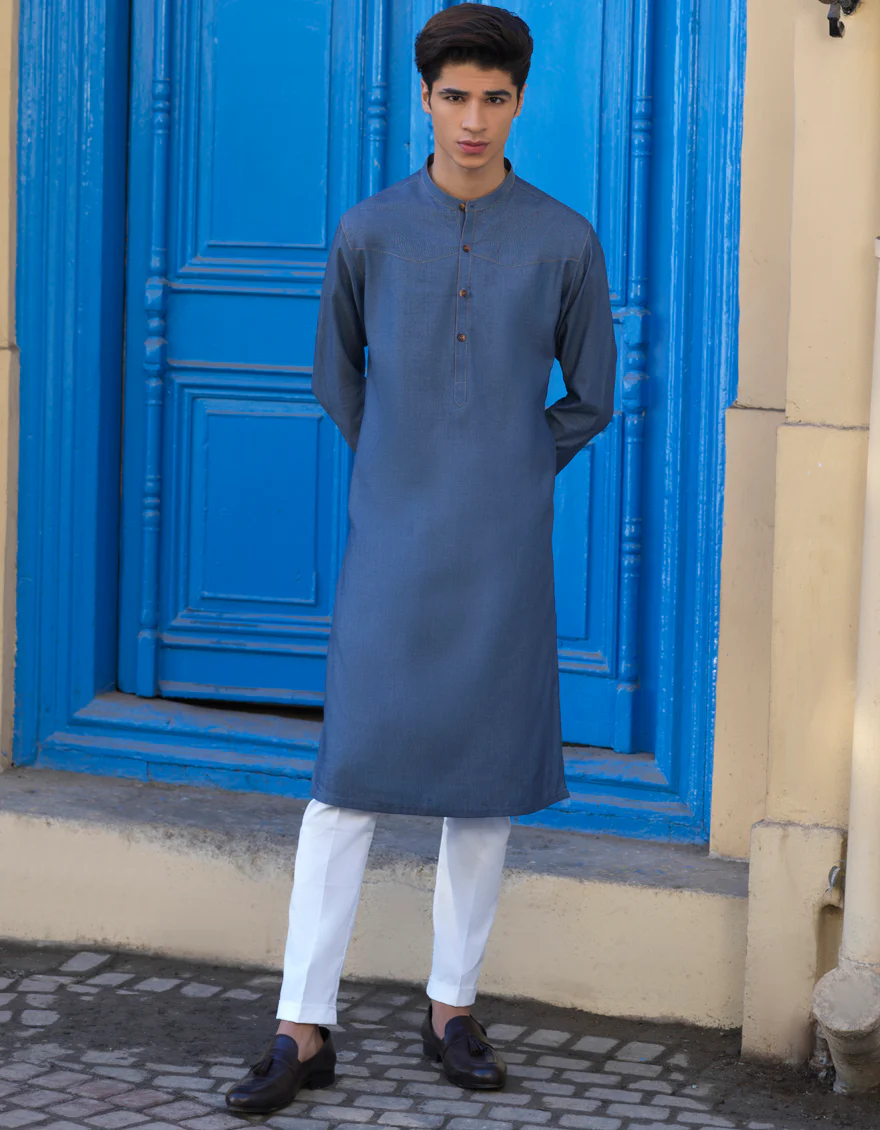 BLUE COTTON KURTA TROUSERS | JJKP-S-US-40235/S22/JJ7609-CL