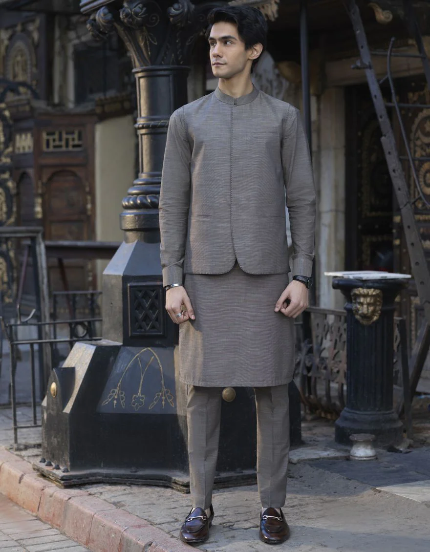 MUD BROWN KURTA TROUSERS | JJKP-S-US-40241/S22/JJ7662-PN