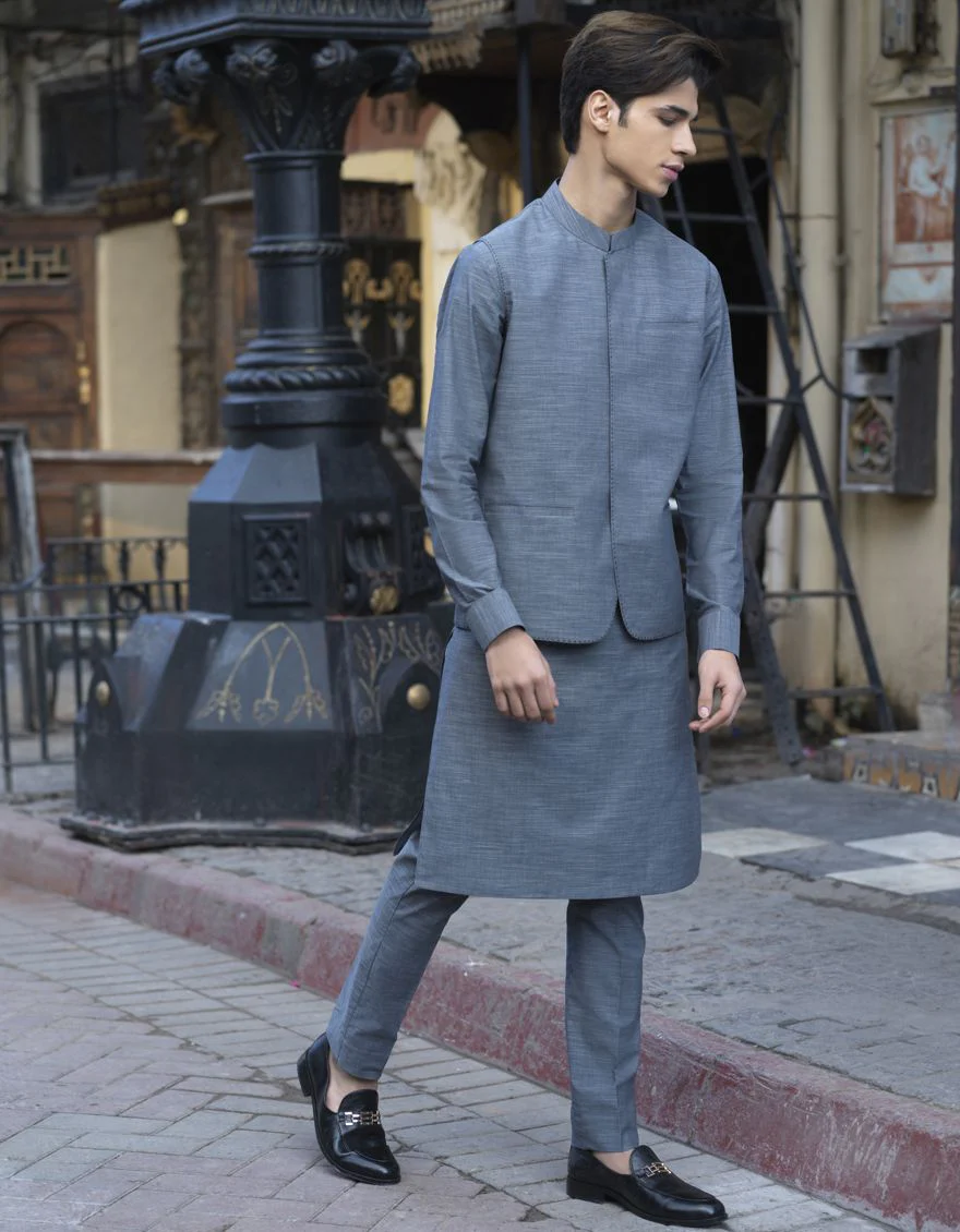 DARK GREY KURTA TROUSERS | JJKP-S-US-40242/S22/JJ7662-PN