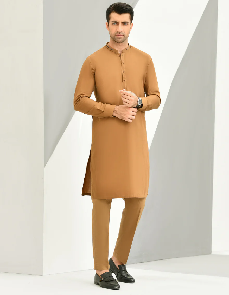 BROWN COTTON KURTA TROUSERS | JJKP-S-US-43168/S22/JJ7420-CL