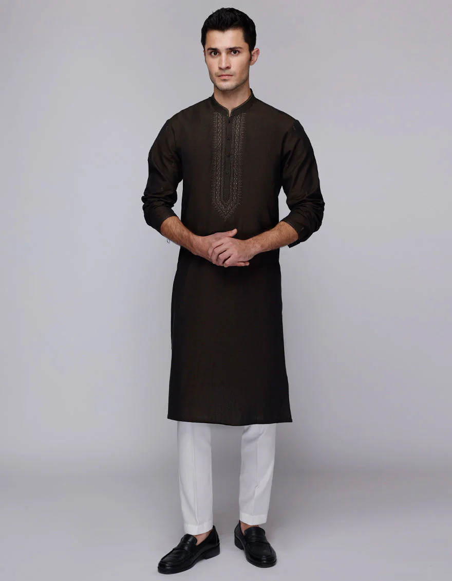 BROWN COTTON SPECIAL KURTA TROUSERS | JJKP-SP-34883/S25/DMS1022-FL