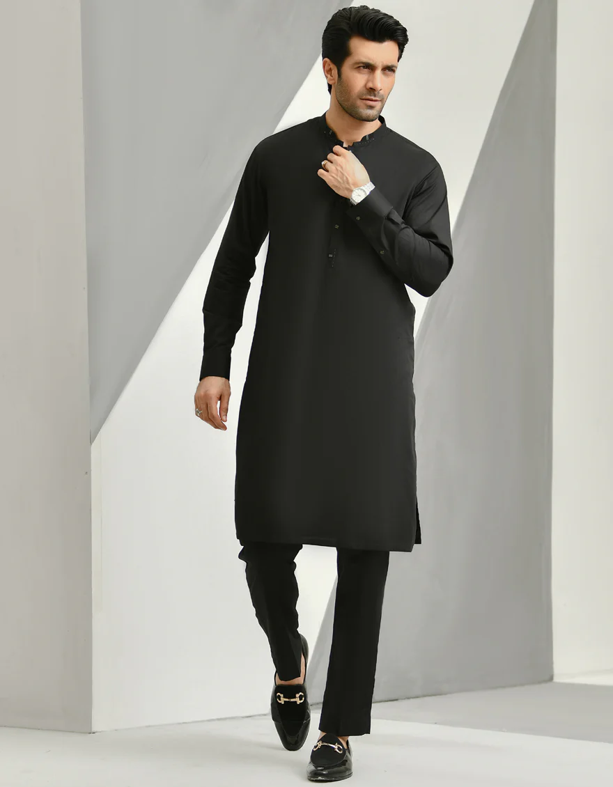 BLACK COTTON KURTA TROUSERS | JJKP-US-45036/A22/JJ7544-CL