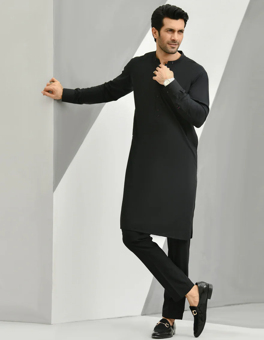BLACK BLENDED KURTA TROUSERS | JJKP-US-45059/A22/JJ8189-CL