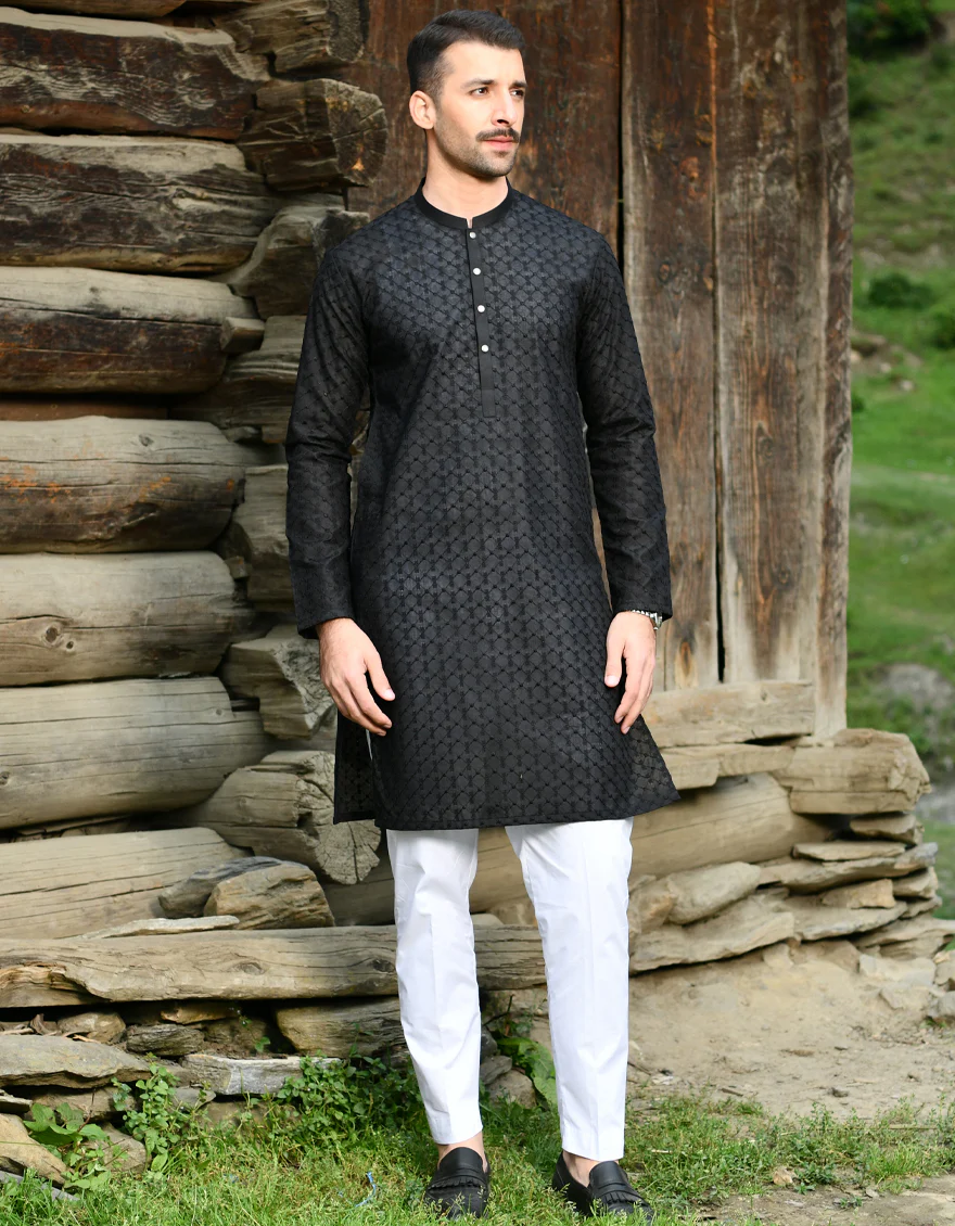 BLACK BLENDED KURTA TROUSERS | JJKP-US-45088/A22/JJ8424-CL
