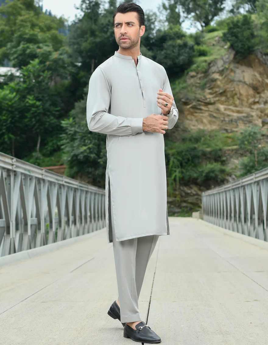 SKY BLUE BLENDED KURTA TROUSERS | JJKP-US-45103/A22/JJ8698-CL