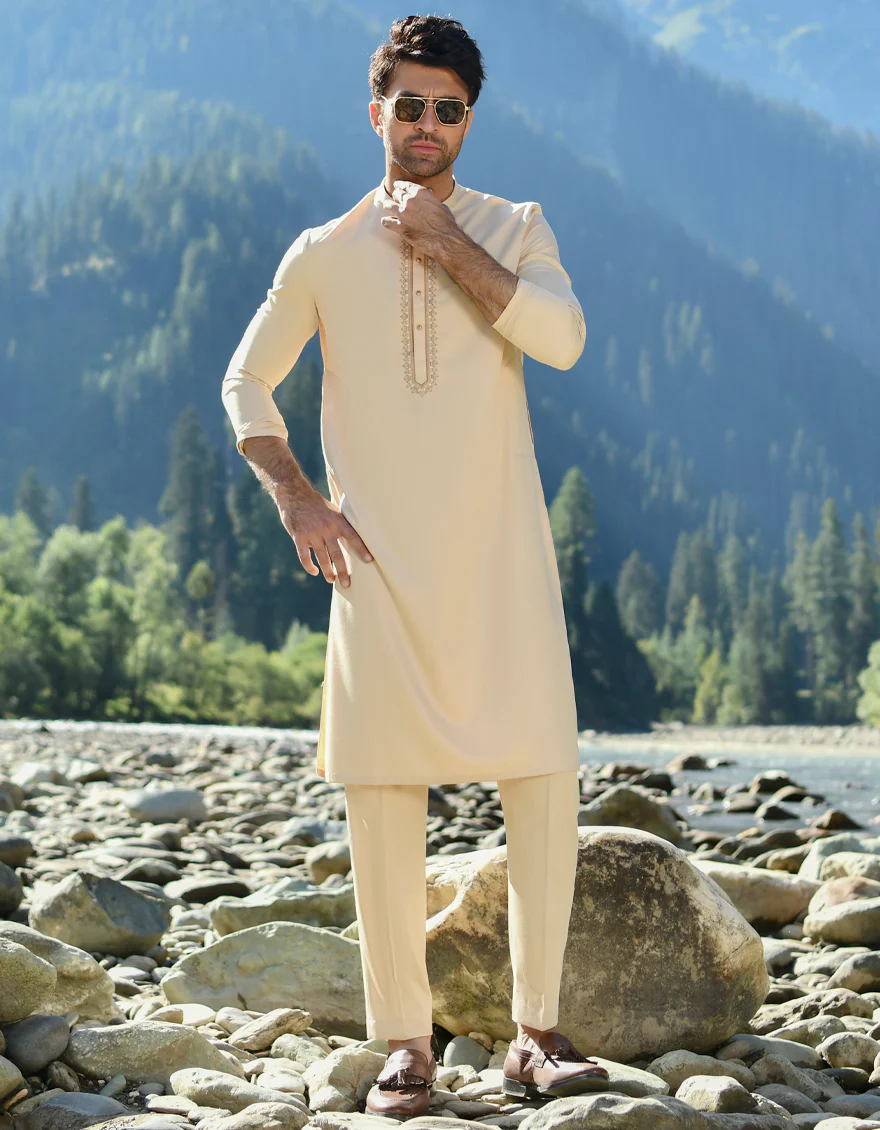 BEIGE BLENDED KURTA TROUSERS | JJKP-US-45104/A22/JJ8698-SF
