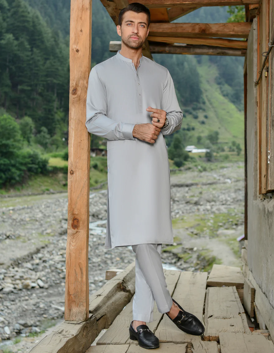 GREY BLENDED KURTA TROUSERS | JJKP-US-45107/A22/JJ8698-CL