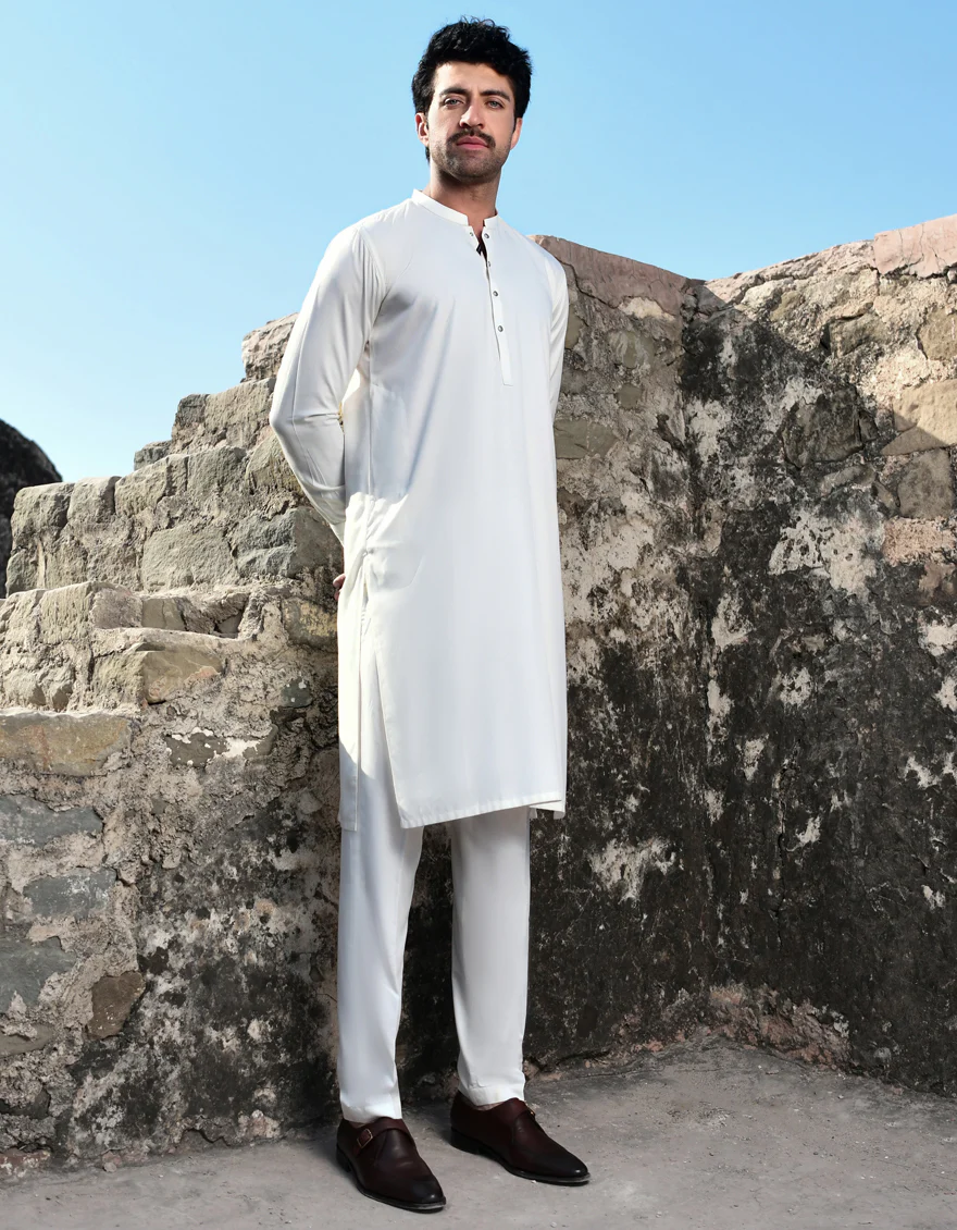 OFF WHITE BLENDED KURTA TROUSERS | JJKP-US-45153/A23/JJ8821-PN