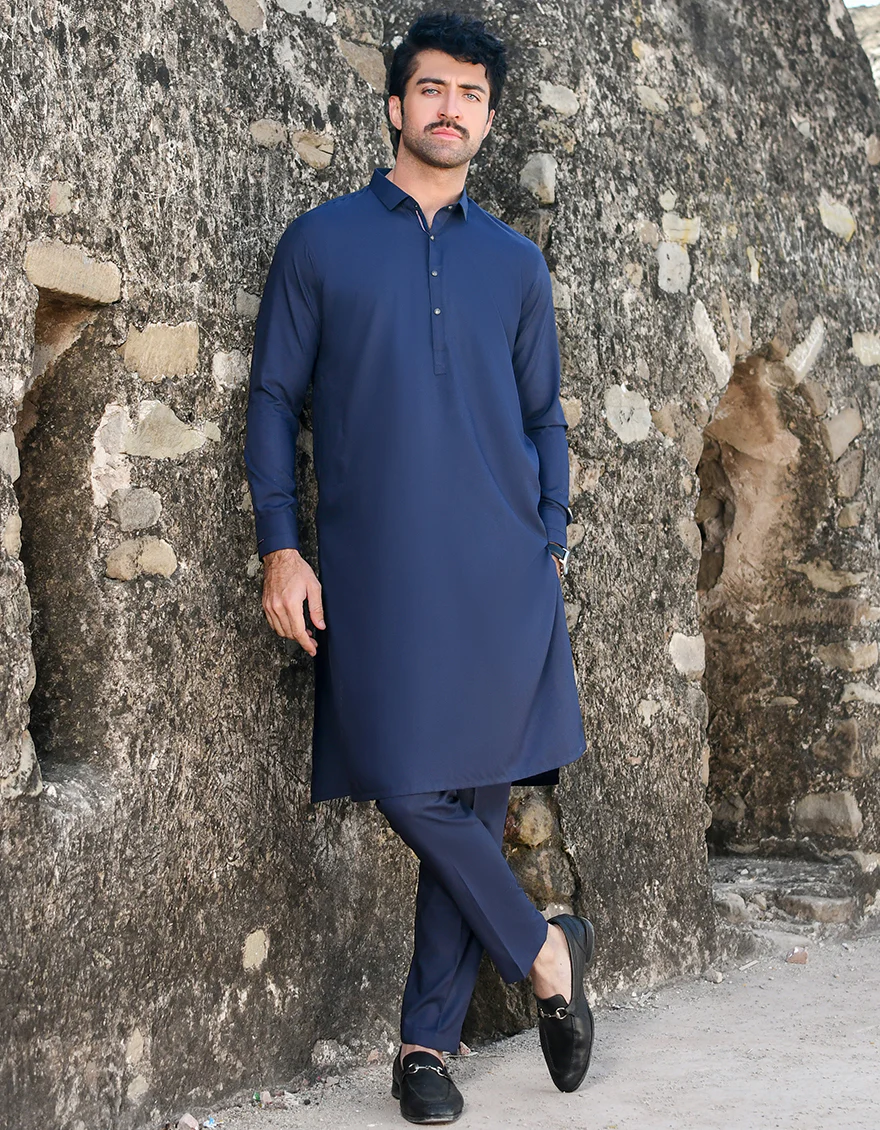 BLUE BLENDED KURTA TROUSERS | JJKP-US-45160/A23/JJ8868-PN
