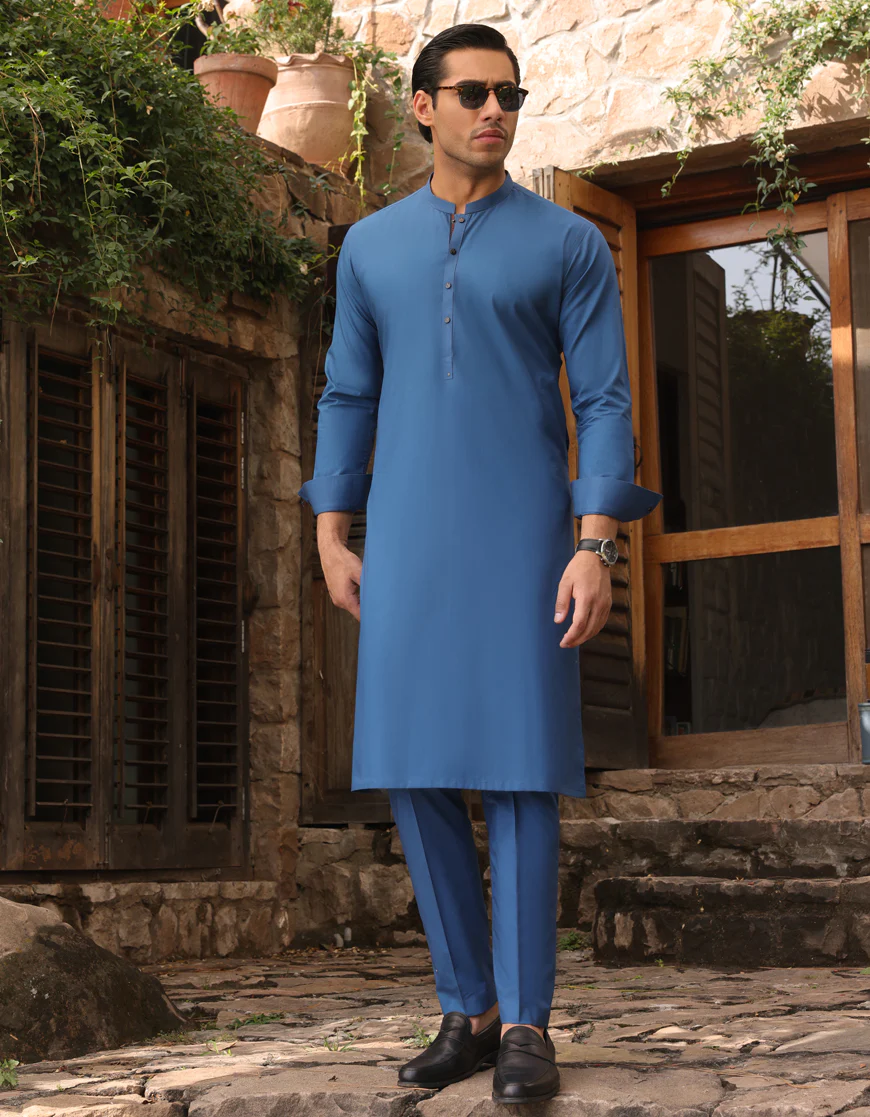 BLUE COTTON KURTA TROUSERS | JJKP-US-45206/A23/JJ7420-CL