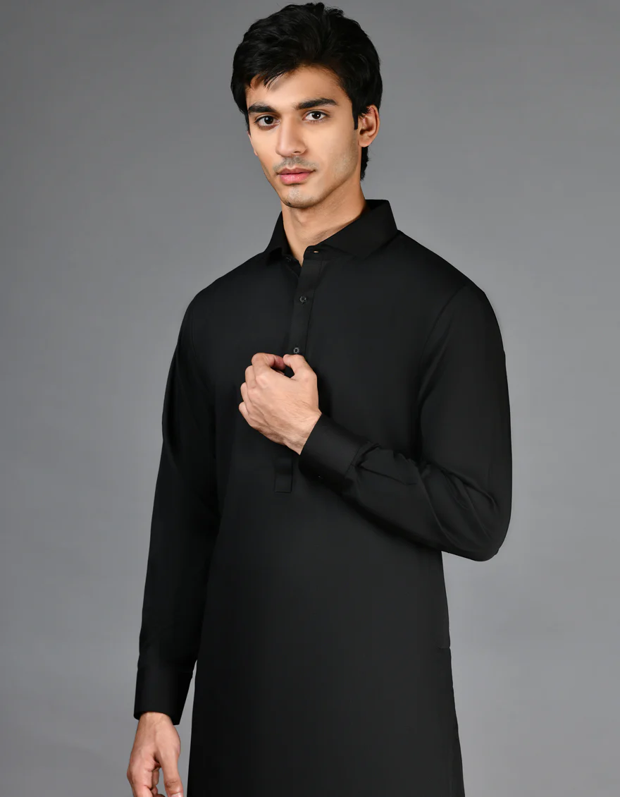 BLACK BLENDED KAMEEZ SHALWAR | JJKS-A-30729-R33-AP/S24/JJ9364-PN - Image 2