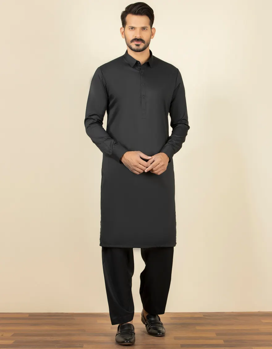 BLACK BLENDED KAMEEZ SHALWAR | JJKS-A-30729-R44-AP/S25/JJ10252-PN