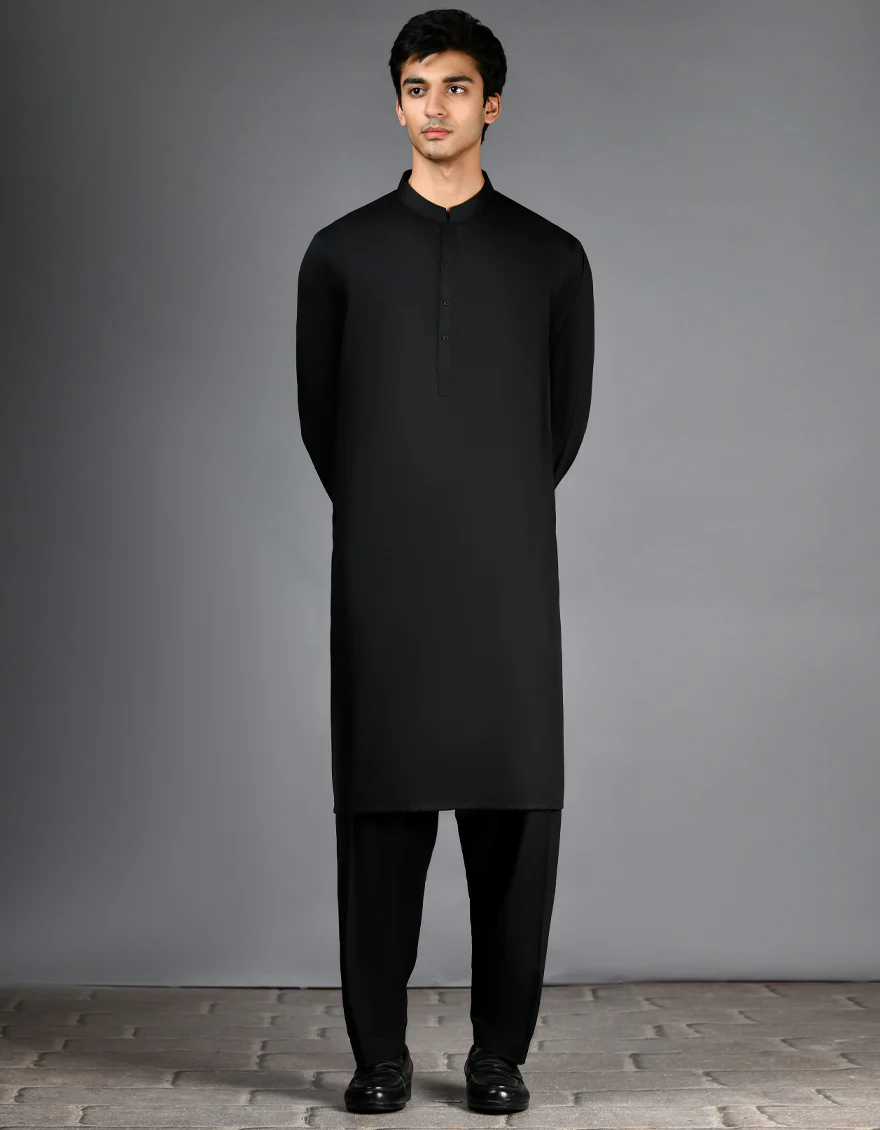 BLACK BLENDED KAMEEZ SHALWAR | JJKS-A-30778-R32-AP/S24/JJ8733-PN